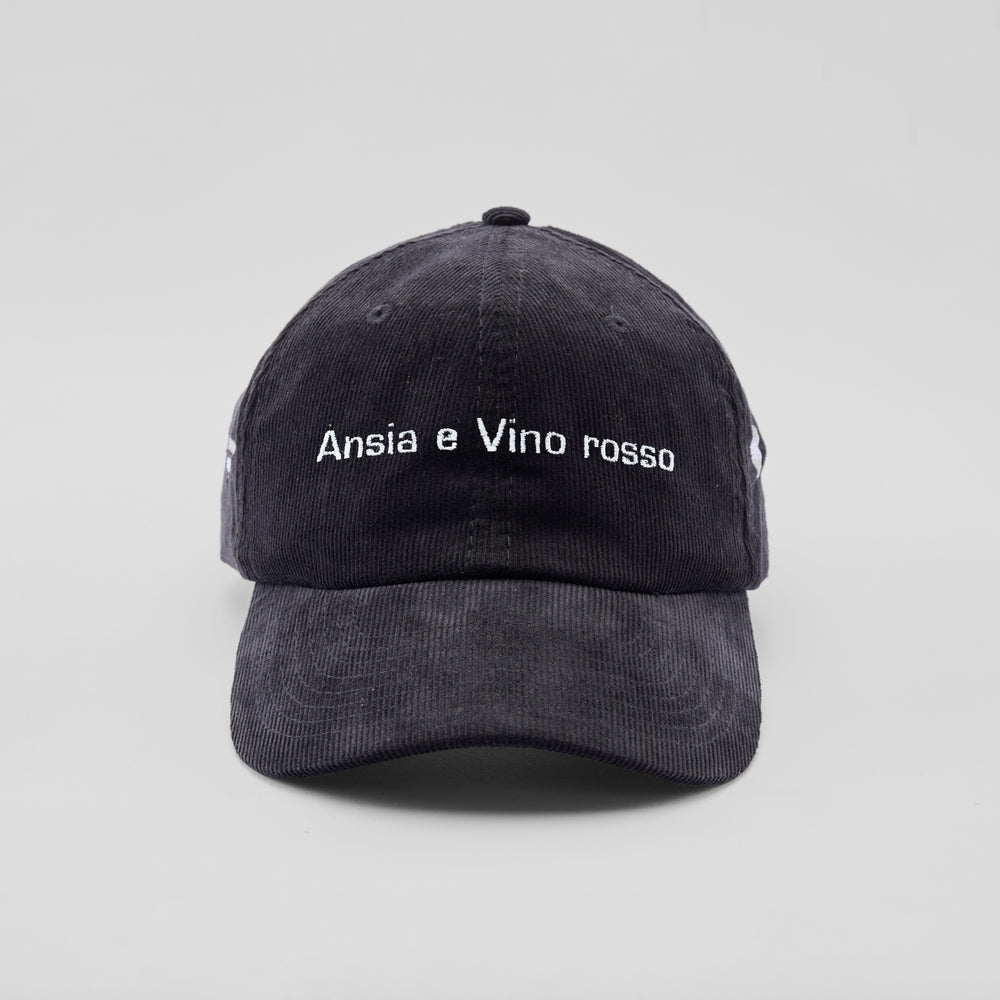 Cappellino in velluto a coste "Ansia e Vino rosso"