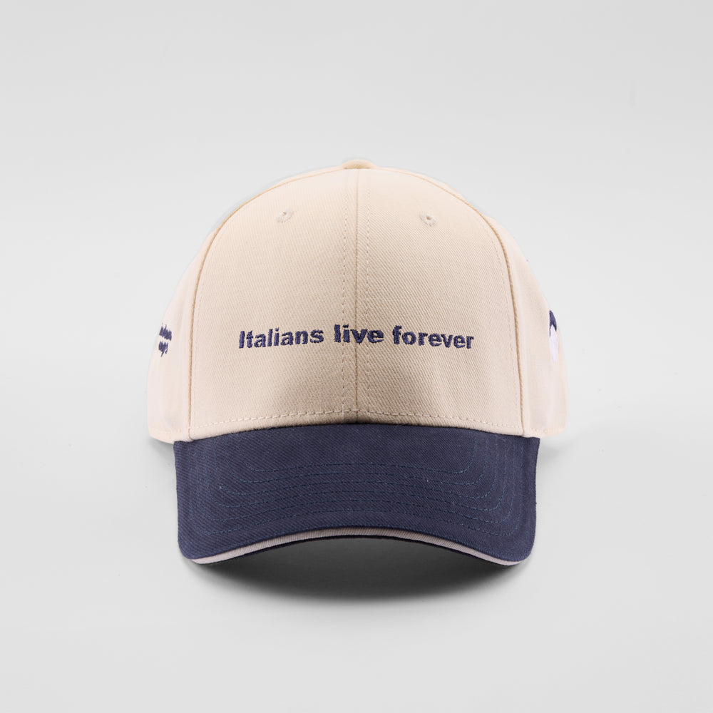 Cappellino bicolore in caldo cotone "Italians live forever"