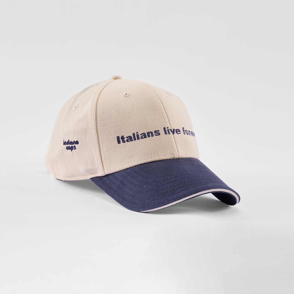 Cappellino bicolore in caldo cotone "Italians live forever"