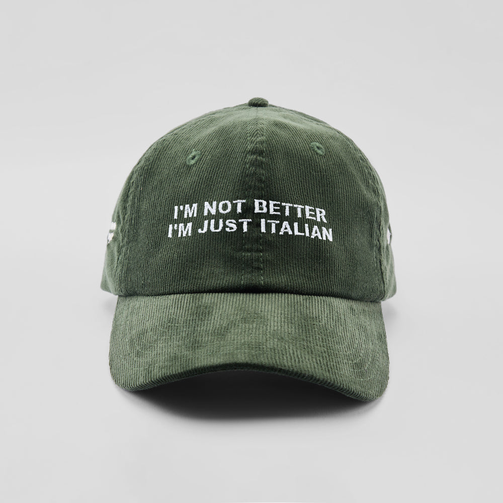 Cappellino in velluto a coste "I'm not better, i'm just Italian"