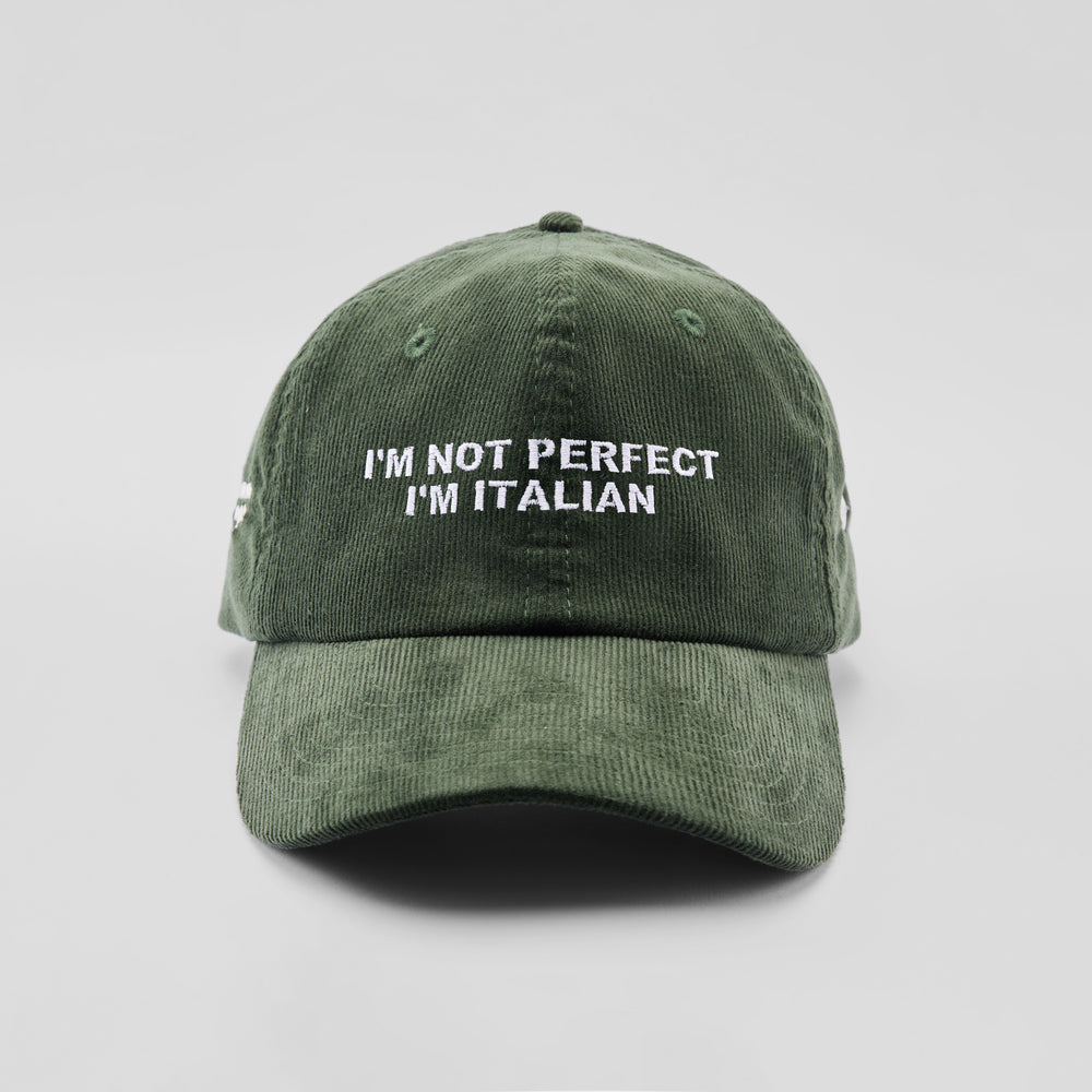 Cappellino in velluto a coste "I'm not perfect, i'm Italian"