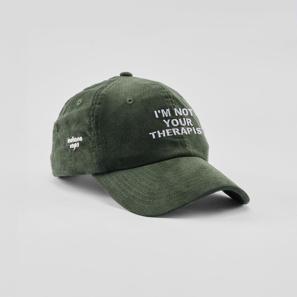 Cappellino in velluto a coste "I'm not your therapist"