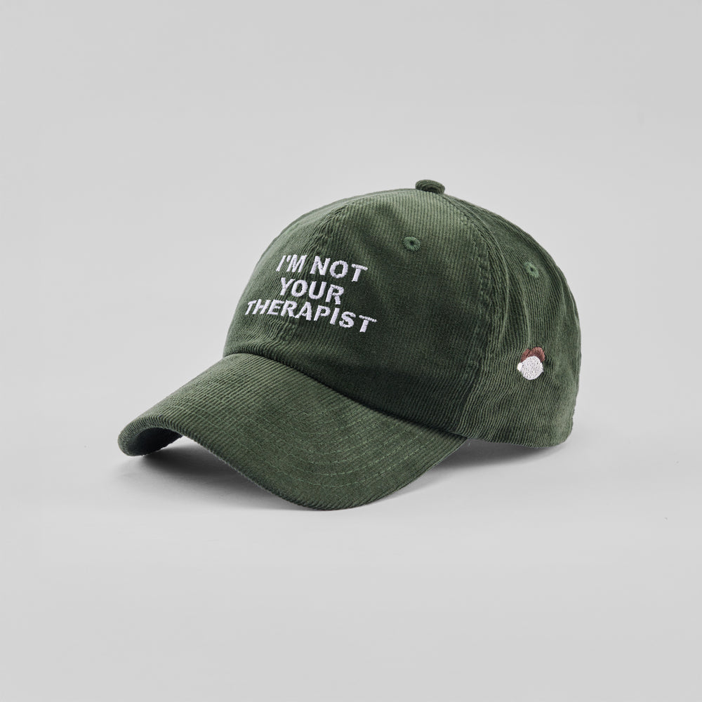 Cappellino in velluto a coste "I'm not your therapist"