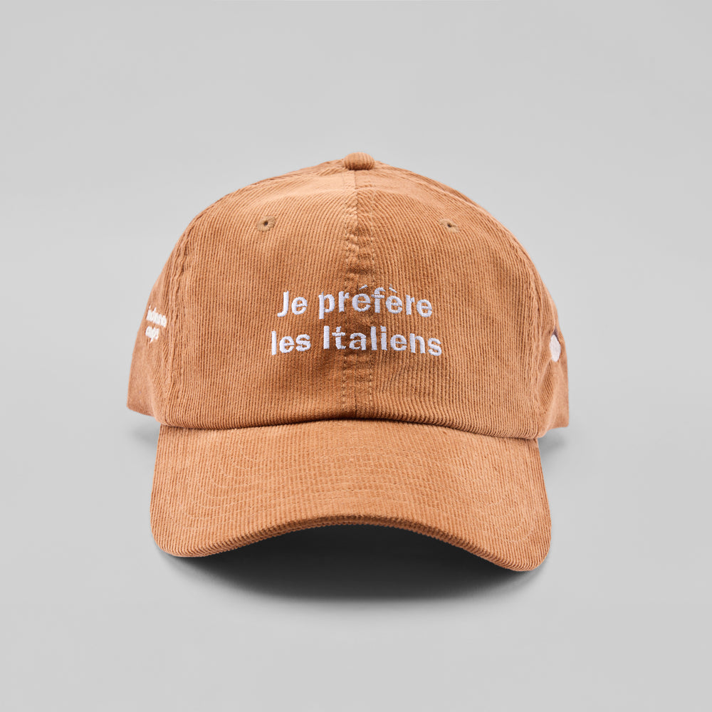 Cappellino in velluto a coste "Je préfère les Italiens"