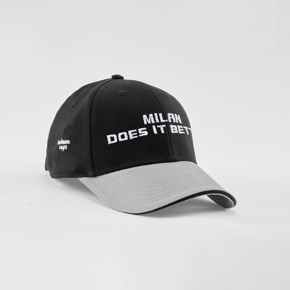 Cappellino bicolore in caldo cotone "Milan does it better"