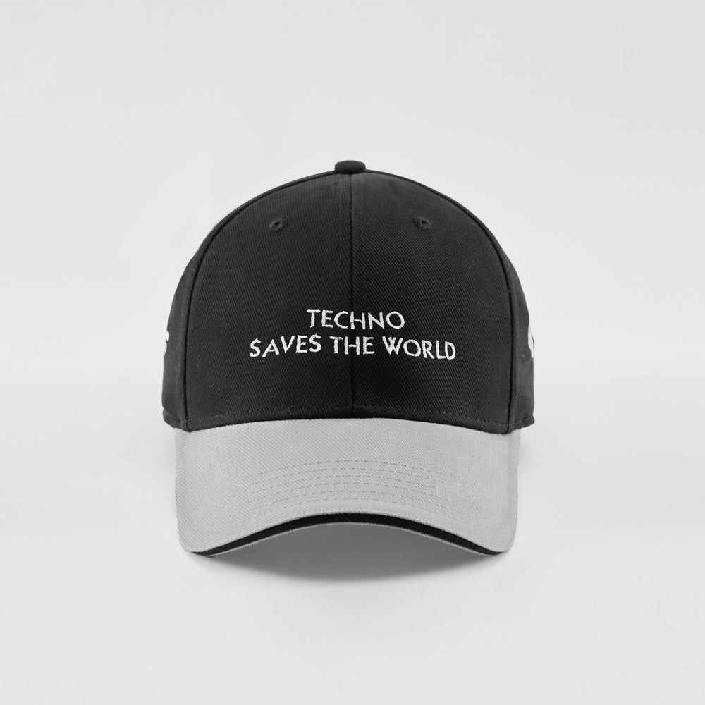 Cappellino bicolore in caldo cotone "Techno saves the world"