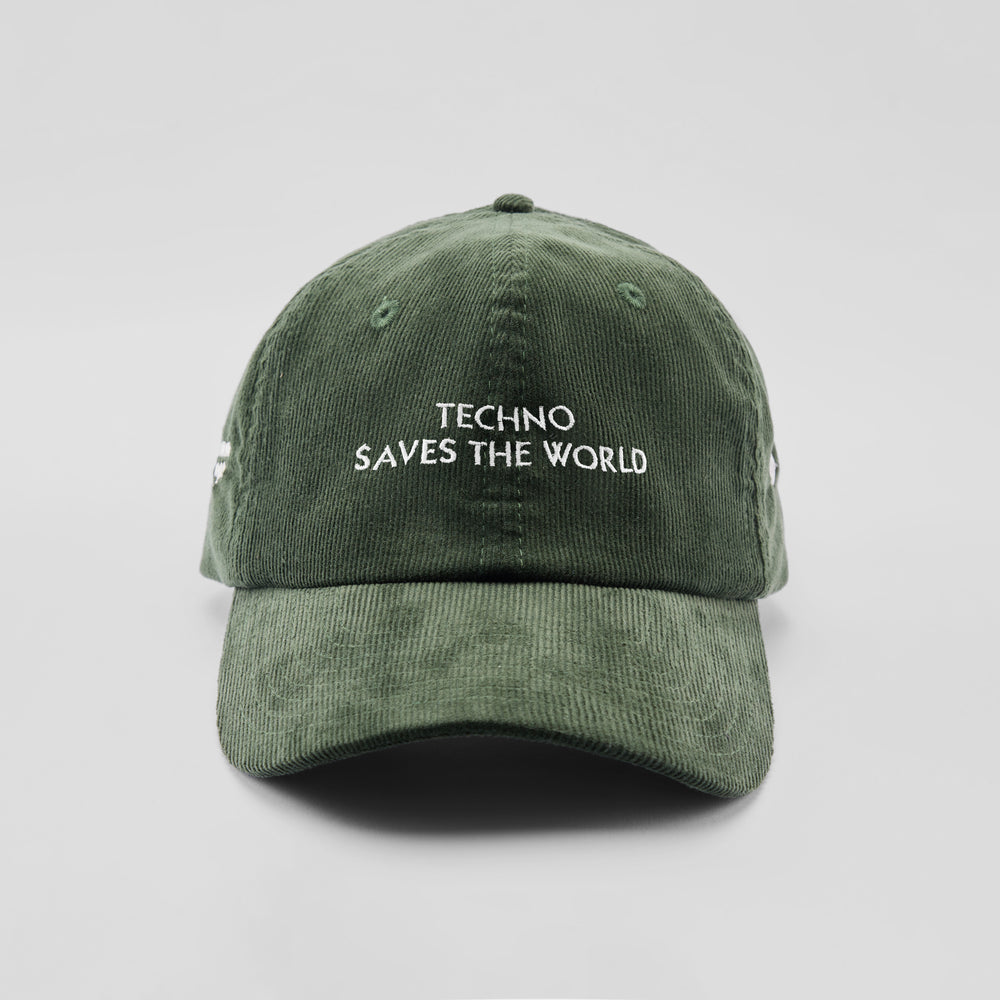 Cappellino in velluto a coste "Techno saves the world"